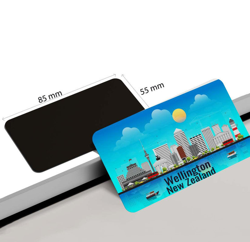 dhcrafts Rectangular Rubber Fridge Magnet / Magnetic Card Blue New Zealand Wellington Design Pack of 1 (8.6cm x 5.4cm)